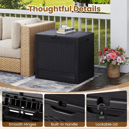 Tangkula 25 Gallon Waterproof Outdoor Storage Box with Lockable Lid | PP Resin, Wicker Patterned, Indoor Outdoor Use, Portable, Versatility, for Deck, Pool, Patio Cushions, Garden Tools