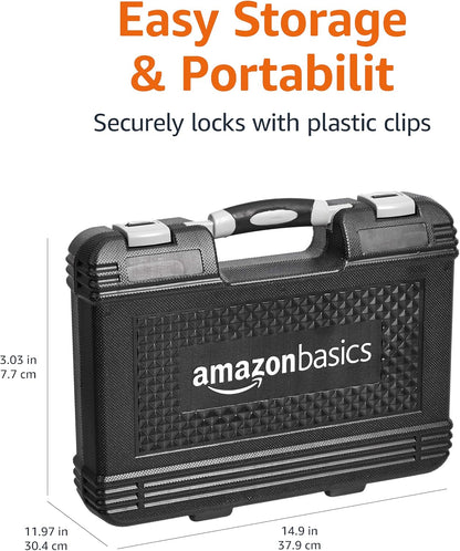 Amazon Basics 173-Piece General Household Hand Tool Set with Storage Case, Portable Tool Kit for Home Maintenance and Everyday Repairs