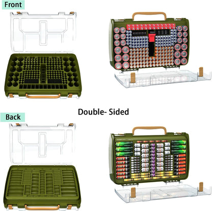 ALCYON 269+ Battery Organizer Case with Tester, Double-Sided Storage-Blue | Clear Rigid Shell and Dedicated Slots Keep Batteries Visible, Separated and Secure for Home, Office or Workshop,Case Only