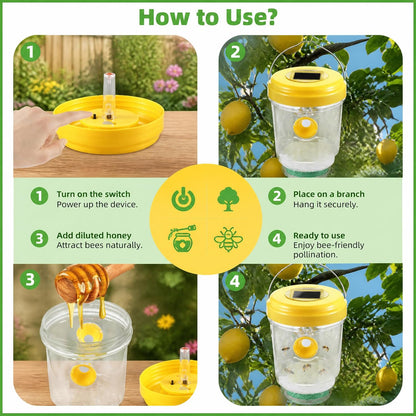 4 Pack Wasp Deterrents for Outside,Reusable Solar Powered Hanging Wasp Catcher, Stay Away from Insect for Garden Yard Deck