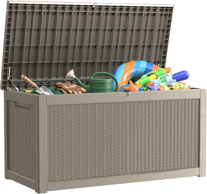 320 Gallon Outdoor Storage Box, Extra Large Waterproof Resin Deck Box with Lockable Lid Storage Bin for Patio Furniture Cushion, Garden Tools, Pool Accessories, UV-Resistant Outside, Black