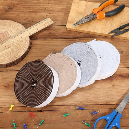 Zonon 4 Rolls 120 Inch Felt Strip with Adhesive Backing Felt Tapes Furniture Strip Rolls Self Stick Heavy Duty Polyester for Protecting Furniture and DIY Adhesive(Black,0.5 Inch)