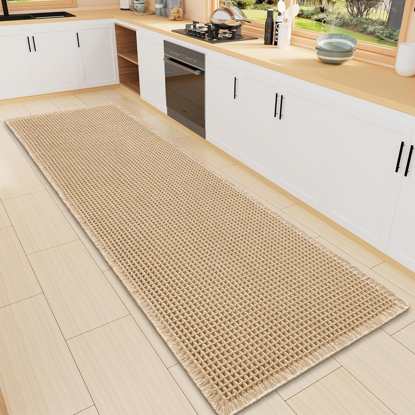 Smiry Waffle Bath Mat 30x20, Extra Soft Absorbent Bathroom Rugs, Non Slip Machine Washable Quick Dry Bath Rugs for Bathroom Floor, Tub, Shower, Home Decor Accessories, Brown