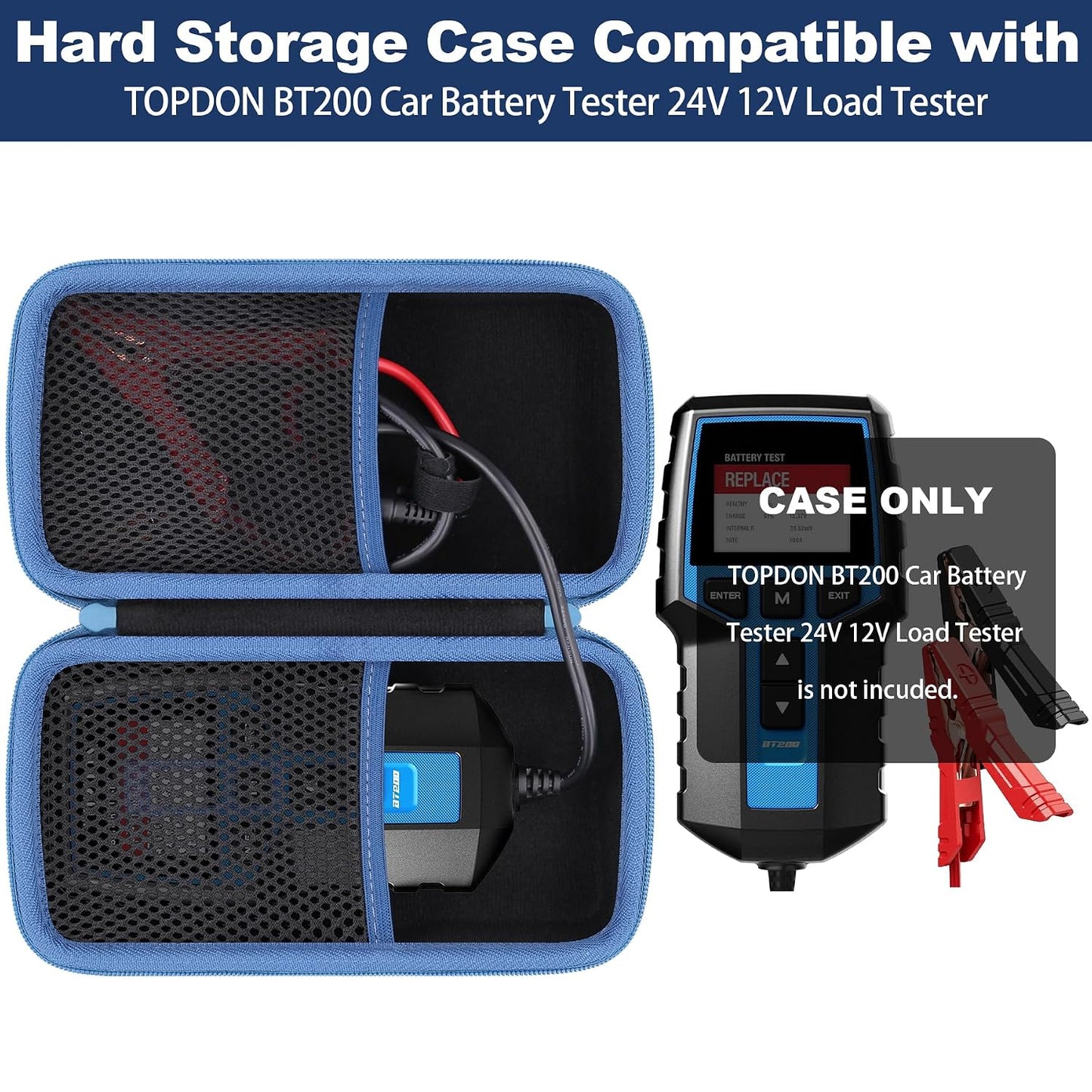 khanka Hard Storage Case for TOPDON BT200 Car Battery Tester 24V 12V Load Tester,Hard Shell Protective Bag for TOPDON BT200 100-2000CCA Automotive Alternator Tester,Case Only