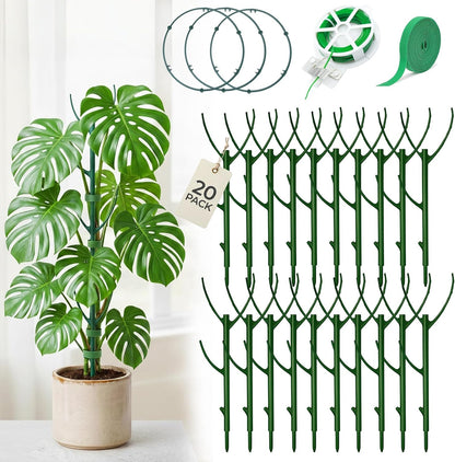 Monstera Plant Support Stakes Indoor - 10 Pack Stackable Garden Trellis for Potted Climbing Pothos Support - Durable All-in-One Tall Plant Sticks Pole for Modern Home Gardening (10 Pack)