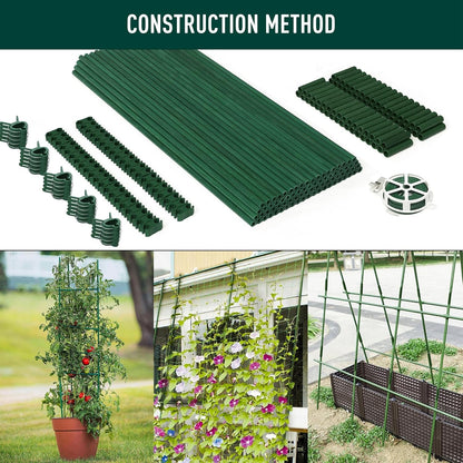 MAXPACE 62pcs Garden Stakes Kit: Includes 20 Sets of Fiberglass Plant Sticks Supports & Accessories for DIY 4ft, 5ft, 6ft, 7ft Stakes for Tomato, Vegetables, Indoor & Outdoor Gardening Supplies