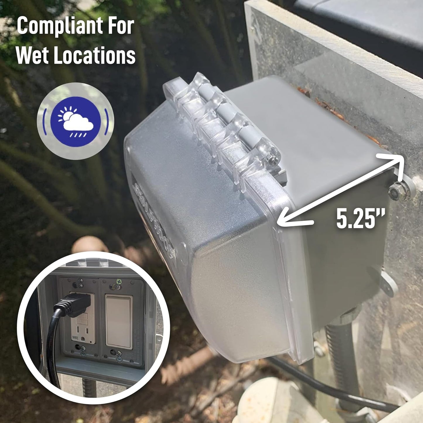 Sealproof 2-Gang Weatherproof In Use Outlet Cover | Two Gang Outdoor Plug and Receptacle Protector, Lockable, UL Extra Duty Compliant, 45 Configurations