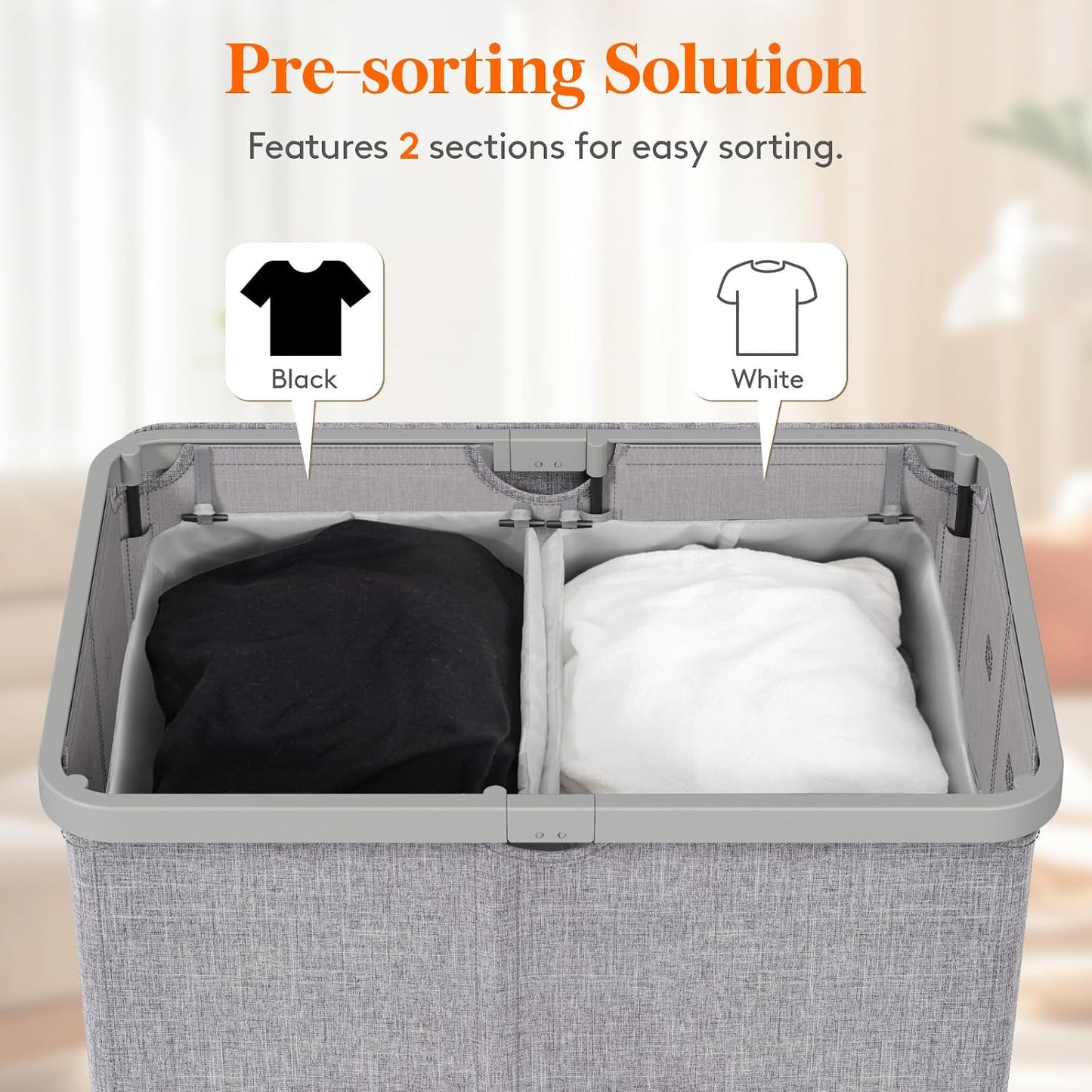 Lifewit 165L Large Laundry Basket with Lid, Laundry Hamper with Plastic Handles and Removable Bag, Foldable Tall Dirty Clothes Hampers for Laundry for Laundry Room, Bedroom, Bathroom, Dorm, Beige