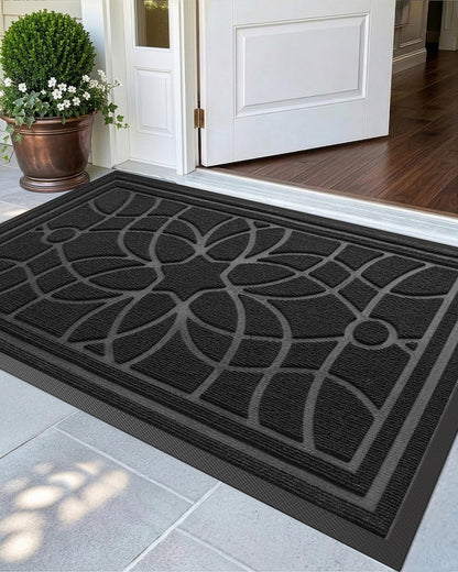 DEXI Front Door Mat Outside Entrance, Heavy Duty Non Slip Low Profile Doormat for Entryway, Trap Dirt and Moisture Welcome Mats, Easy Clean, Patio, Garage, 3x2, Blue