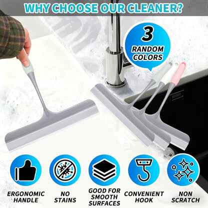 3PCS mini Squeegee Shower Squeegee Hanging Rubber Squeegee with Hook, Multipurpose Shower Squeegee for Glass Doors Window Squeegee (Regular Version)