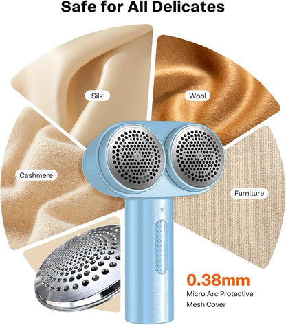 TORRAS Rechargeable Fabric Shaver Electric Lint Remover 3-Speed Remove Fuzz, Pilling for Cashmere, Wool, Clothes, Sweater, Coat, Furniture, Clothes depiller with Replacement Blades