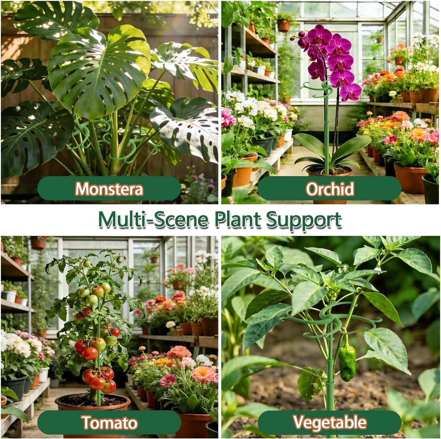 Plant Stakes,Telescoping Plant Support,3Pack 17.3 to 42.3IN Adjustable Monstera Plant Support,Garden Stakes with Clips,Sturdy Plant Sticks for Indoor Outdoor Plants,Orchid, Tomato,Vine,Monstera