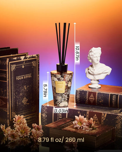 M&SENSE Reed Diffuser Set, Jasmine Sandalwood Scented 6.3 fl oz Natural Essential Oil Diffusers with Sticks, Non-Toxic Organic Air Freshener, Long-Lasting Fragrance Oils for Home Bathroom Living Room