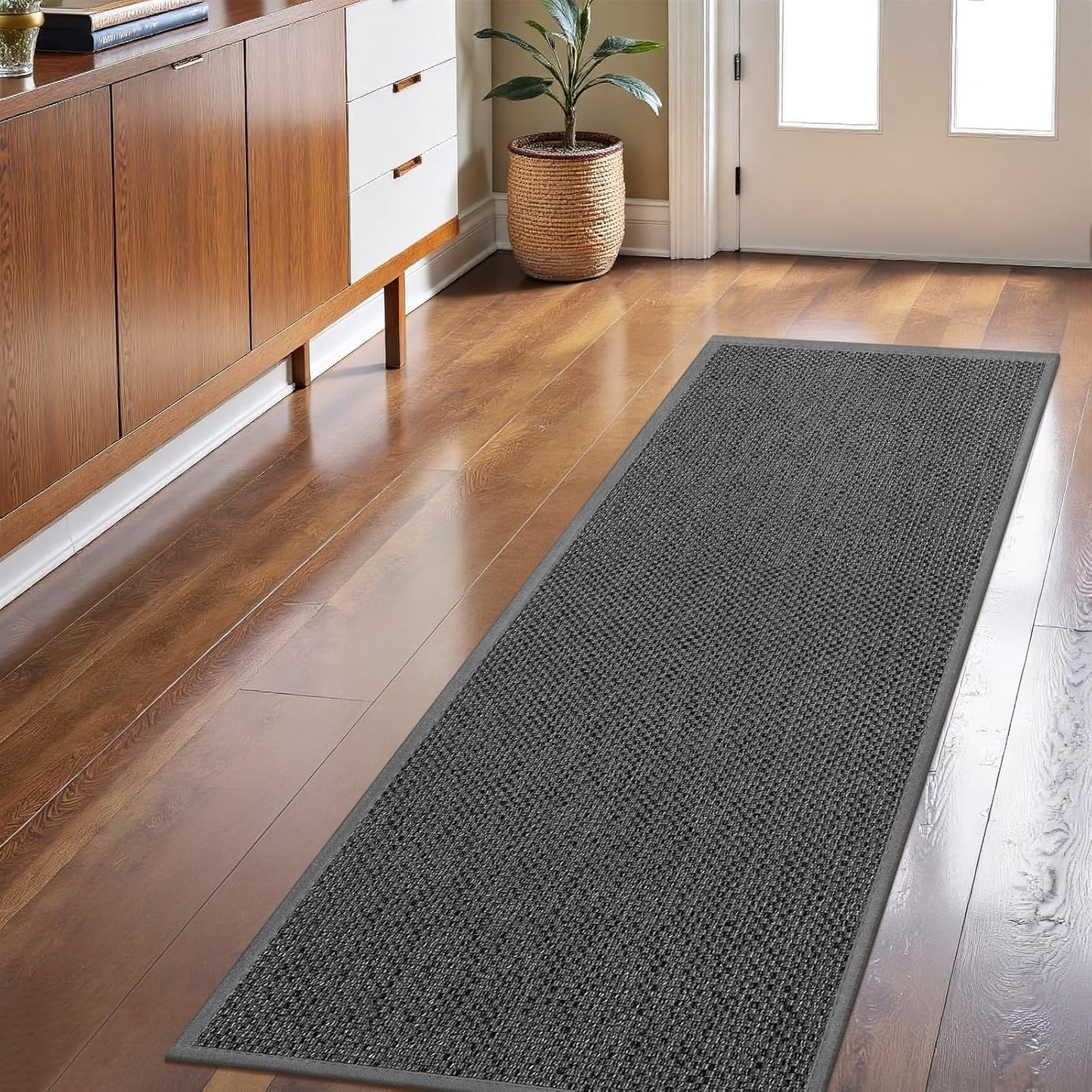 LEKEEPGO Door Mat 17"x29", Non Slip Door Mat Indoor Entrance, Rubber Backing Indoor Door mats Washable Absorbent Low-Profile Doormat Front Entryway Entry Resist Dirt Inside Door Mats, Khaki