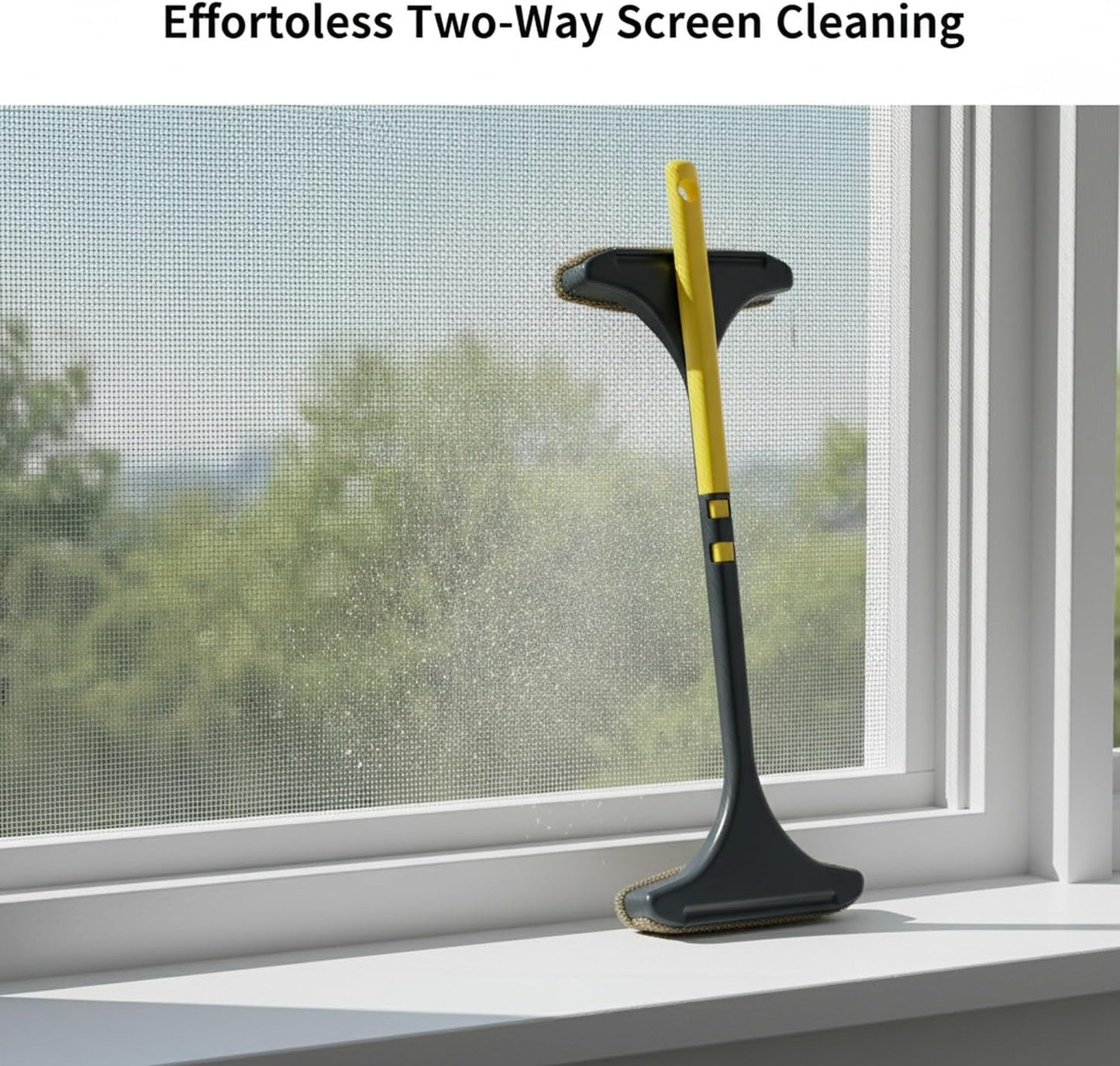 Double-Sided Window Screen Cleaner Brush, Slim 0.4" Profile for Fixed Frames, Durable PP Plastic Tool for Interior & Exterior Debris Removal, Green