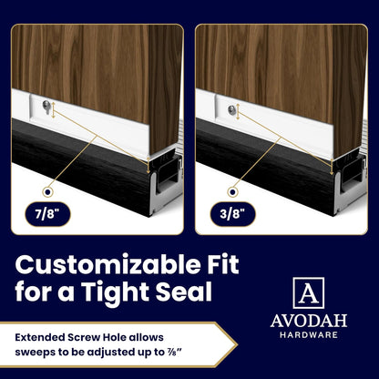 36 Inch White, Adjustable Double Bubble Door Sweep for Exterior Doors, Under Door Seal with Drip Edge and Punched Drainage Channel, Pre-notched for Weatherstripping, Trim-to-Fit, Paintable Screw Cover