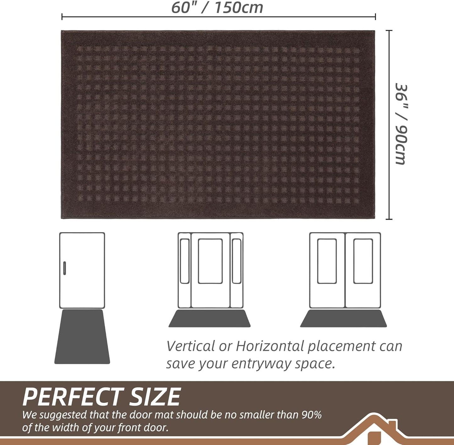 BEQHAUSE Dirt Trapper Door Mats 20"x32", Non-Slip Waffle Doormat Indoor Entrance Low-Profile, Dirt Resist and Absorbent Entryway Rugs Washable Inside Welcome Floor Mat for Front Back Door, Beige