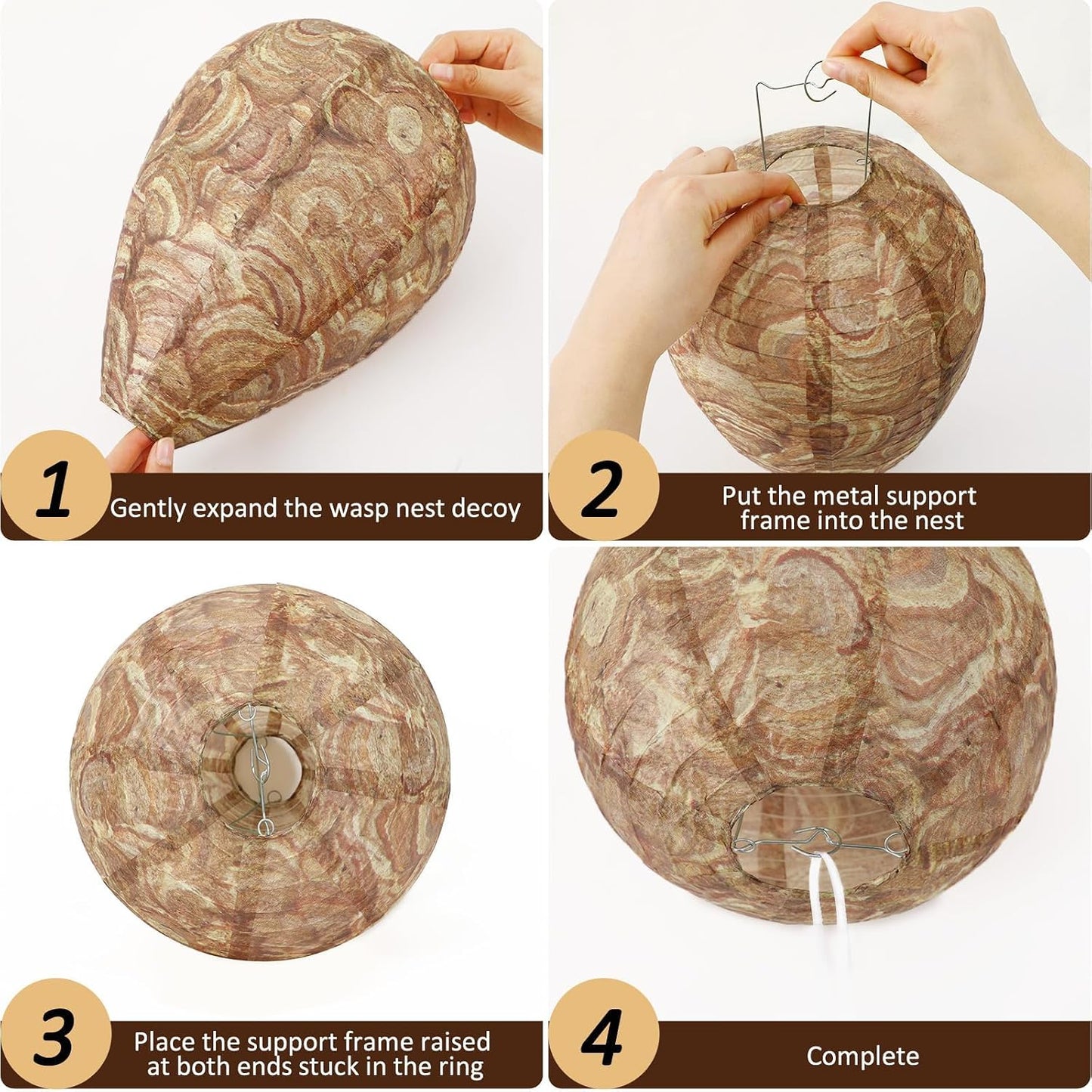 4 Pack Wasp Nest Decoy Hanging Wasp Nest Stay Away from Wasps Hornets Yellow Jackets