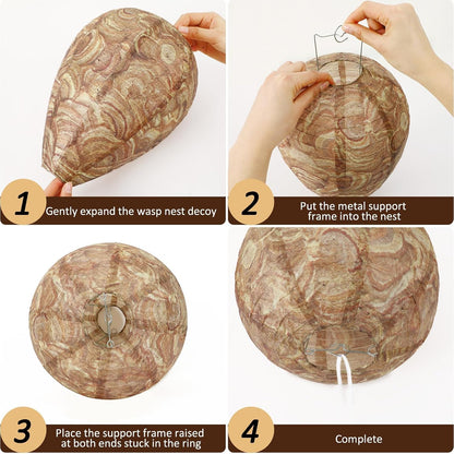 4 Pack Wasp Nest Decoy Hanging Wasp Nest Stay Away from Wasps Hornets Yellow Jackets