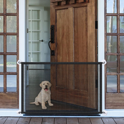 Mesh Gates for Kids or Pets, Magic Pet Gate for The House, Portable Baby Puppy Safety Fence Guard for Stairs and Doorways, Easy Install Anywhere, 43" W x 30" H, 8 Hooks