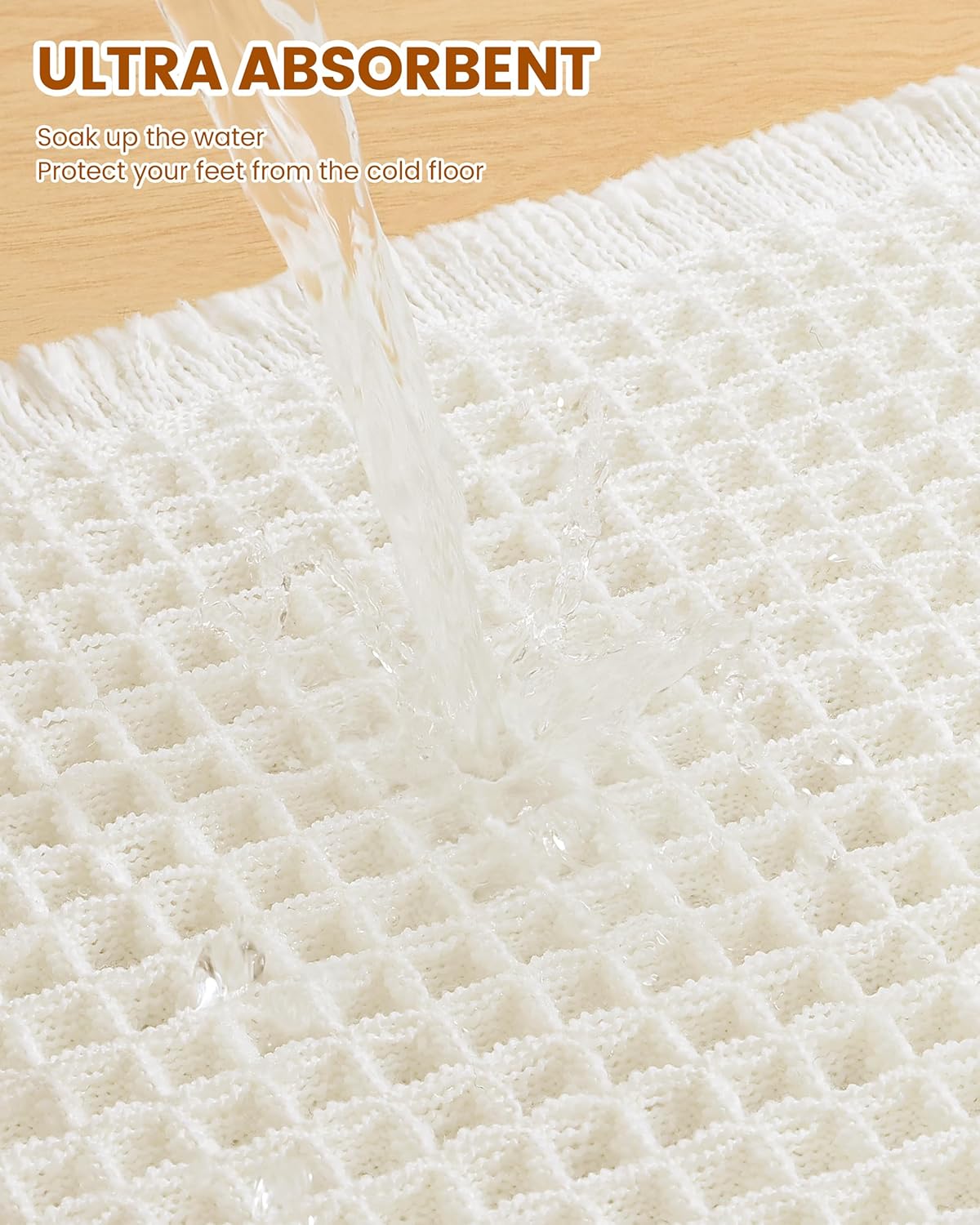 Smiry Waffle Bath Mat 30x20, Extra Soft Absorbent Bathroom Rugs, Non Slip Machine Washable Quick Dry Bath Rugs for Bathroom Floor, Tub, Shower, Home Decor Accessories, Brown