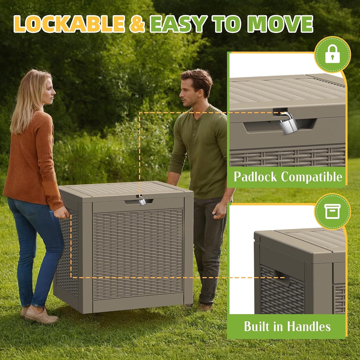 230 Gallon Large Outdoor Storage Box Waterproof, UV Resistant Resin Deck Box with Hydraulic Rod & Lockable Latch for Patio Furniture, Outside Storage Box for Garden Tools, Patio Cushions, Black