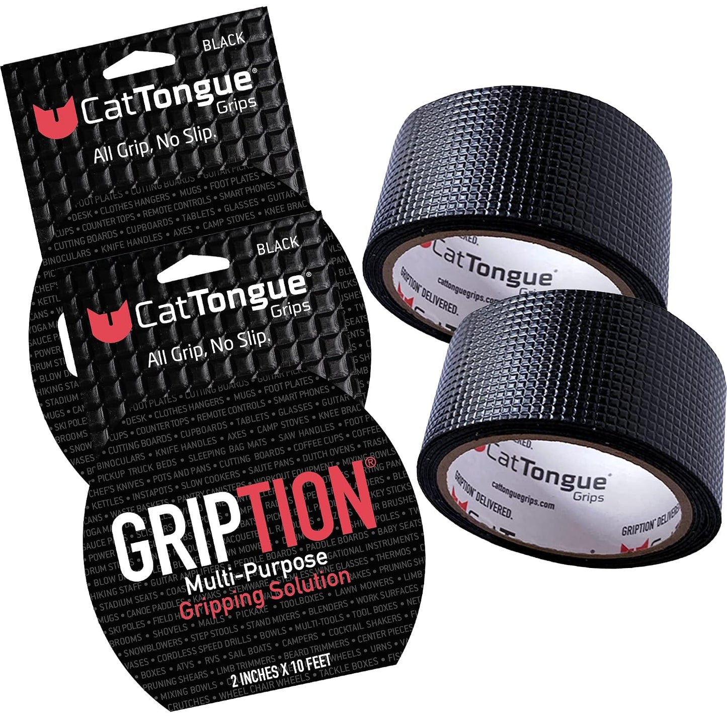 CATTONGUE GRIPS Non-Abrasive Grip Tape Roll - 2” Wide Heavy-Duty, Waterproof Anti-Slip Tape for Bathtubs, Stair Treads, Ramps & More - Indoor & Outdoor Non-Skid Solution (Clear, 10ft)