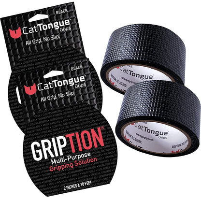 CATTONGUE GRIPS Non-Abrasive Grip Tape Roll - 2” Wide Heavy-Duty, Waterproof Anti-Slip Tape for Bathtubs, Stair Treads, Ramps & More - Indoor & Outdoor Non-Skid Solution (Clear, 10ft)