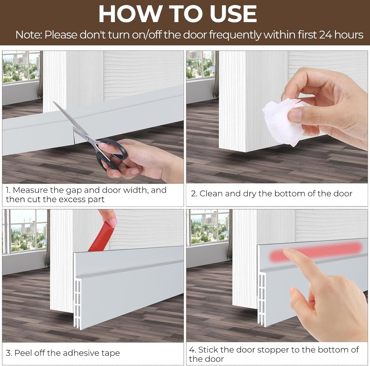 Door Draft Stopper, Ohuhu 39"L x 2"W Silicone Weather Stripping Under Door Seal for Exterior Interior Doors, 1" Widened Strong Adhesive, Soundproof Door Sweep Strip to Block Cold, Noise, Light Pests