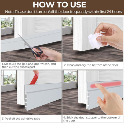 Door Draft Stopper, Ohuhu 39"L x 2"W Silicone Weather Stripping Under Door Seal for Exterior Interior Doors, 1" Widened Strong Adhesive, Soundproof Door Sweep Strip to Block Cold, Noise, Light Pests