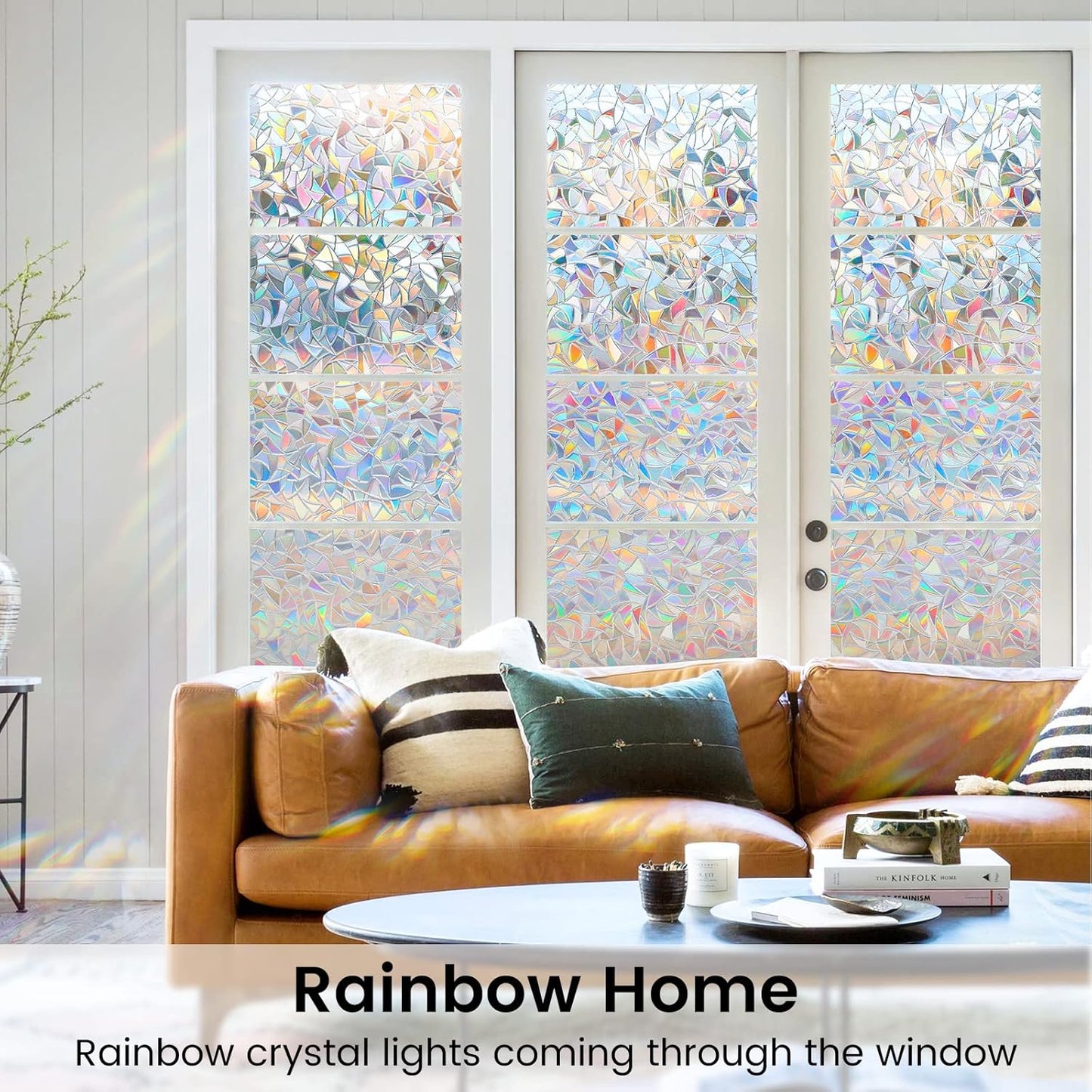 DOWELL Window Privacy Film, Frosted Glass Window Film, Static Cling Non-Adhesive Glass Clings, Sun Blocking Opaque Coverings, Reusable Door Stickers for Bathroom Home Office, Pure, 17.5" x 78.7"