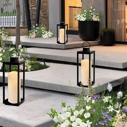 NURADA Large Waterproof Flameless Candles 6" 8" 10" x 4" - Outdoor Indoor LED Pillar Flickering Candle Battery Operated with Timer Remote for Patio Porch Lanterns - Ivory White Set of 3