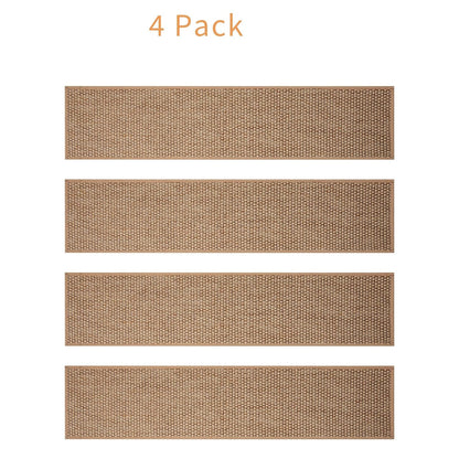 Carpet Stairs Runner for Wood Stairs, 30"x 30",Reusable Washable Self-Stick Stair Treads, for Indoor Steps, Non Slip for Kids Elders and Pets Stair Mats Residue Free, Beige 1-Pack