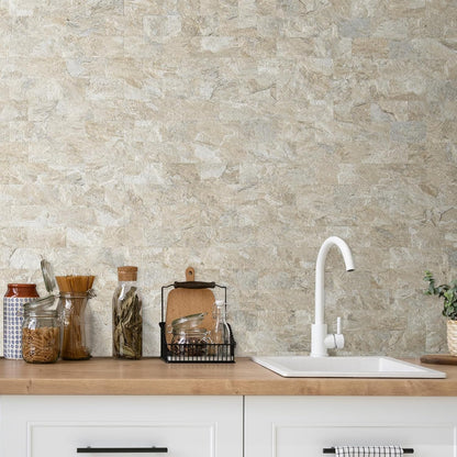 DICOFUN 10-Sheet Polished White Thick PVC Peel and Stick Backsplash, Ceramic Look Subway Tile White Kitchen Backsplash Peel and Stick Wall Tiles