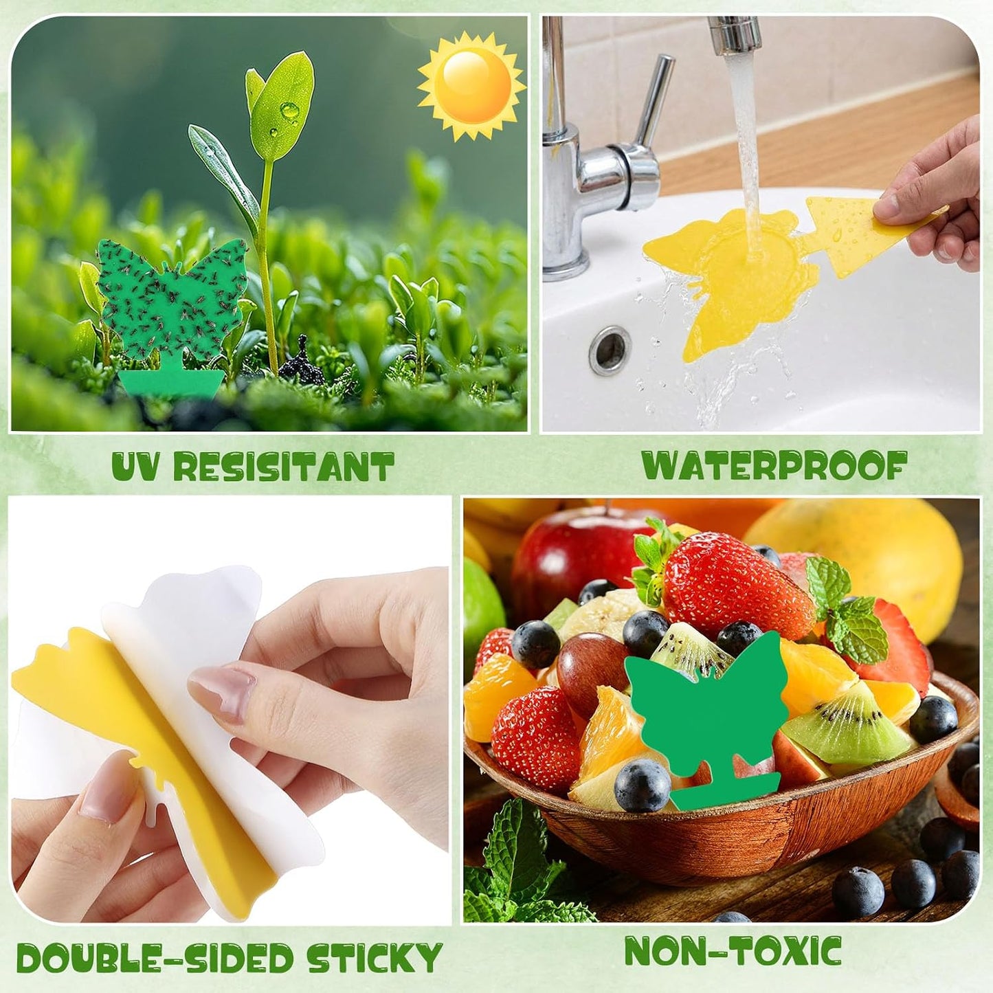 120 Pack Fruit Fly Traps Fungus Gnat Sticky Traps Yellow Black Green Plant Fly Stickers Double Side with Shovel for Indoor Outdoor Kitchen Garden Houseplant Flying Bug Insect (Flower)