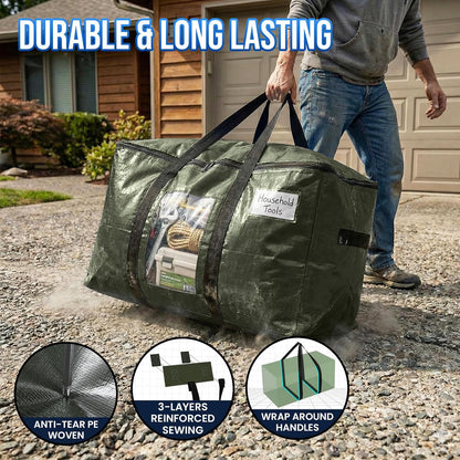 TAILI Extra Large Moving Bags, 4 Pack Blue Heavy Duty Totes For Storage with Visible Window, Wrap Around Handles, Storage Bags for Space Saving, Alternative to Moving Boxes