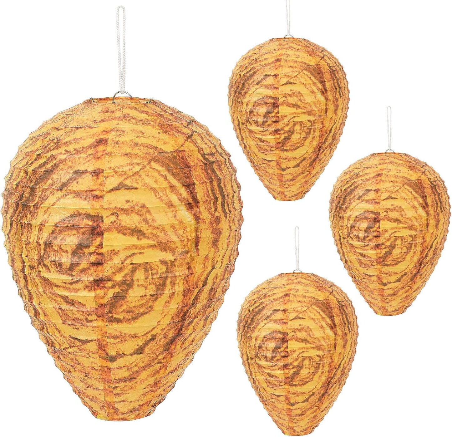 4 Pack Wasp Nest Decoy Hanging Wasp Nest Stay Away from Wasps Hornets Yellow Jackets