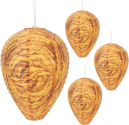 4 Pack Wasp Nest Decoy Hanging Wasp Nest Stay Away from Wasps Hornets Yellow Jackets