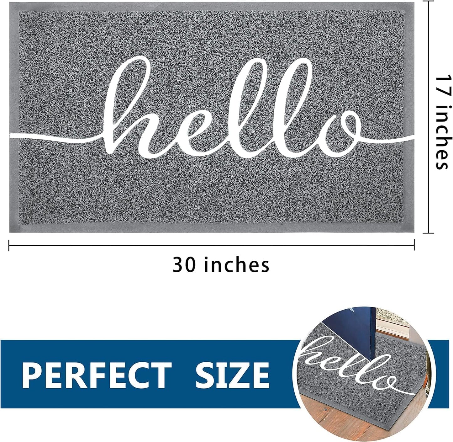 EARTHALL Door Mat Outside Inside Home Doormat, 30"x17.5", Durable Floor Mat Non Slip Mat Ultra Absorb Mud Easy Clean Front Doormat for Garage, Entryway, Patio, High Traffic Areas, Black