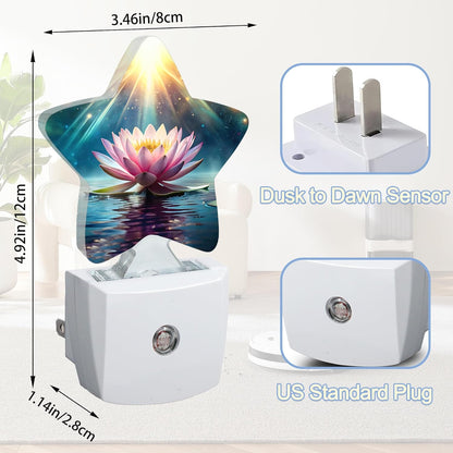 Lavender Butterfly Nightlight,Summer Flowers Star Night Lights Plug into Wall Decorations for Bedroom Bathroom,Dusk to Dawn Sensor Kitchen Hallway Stairs Energy Efficient Desk Lamp