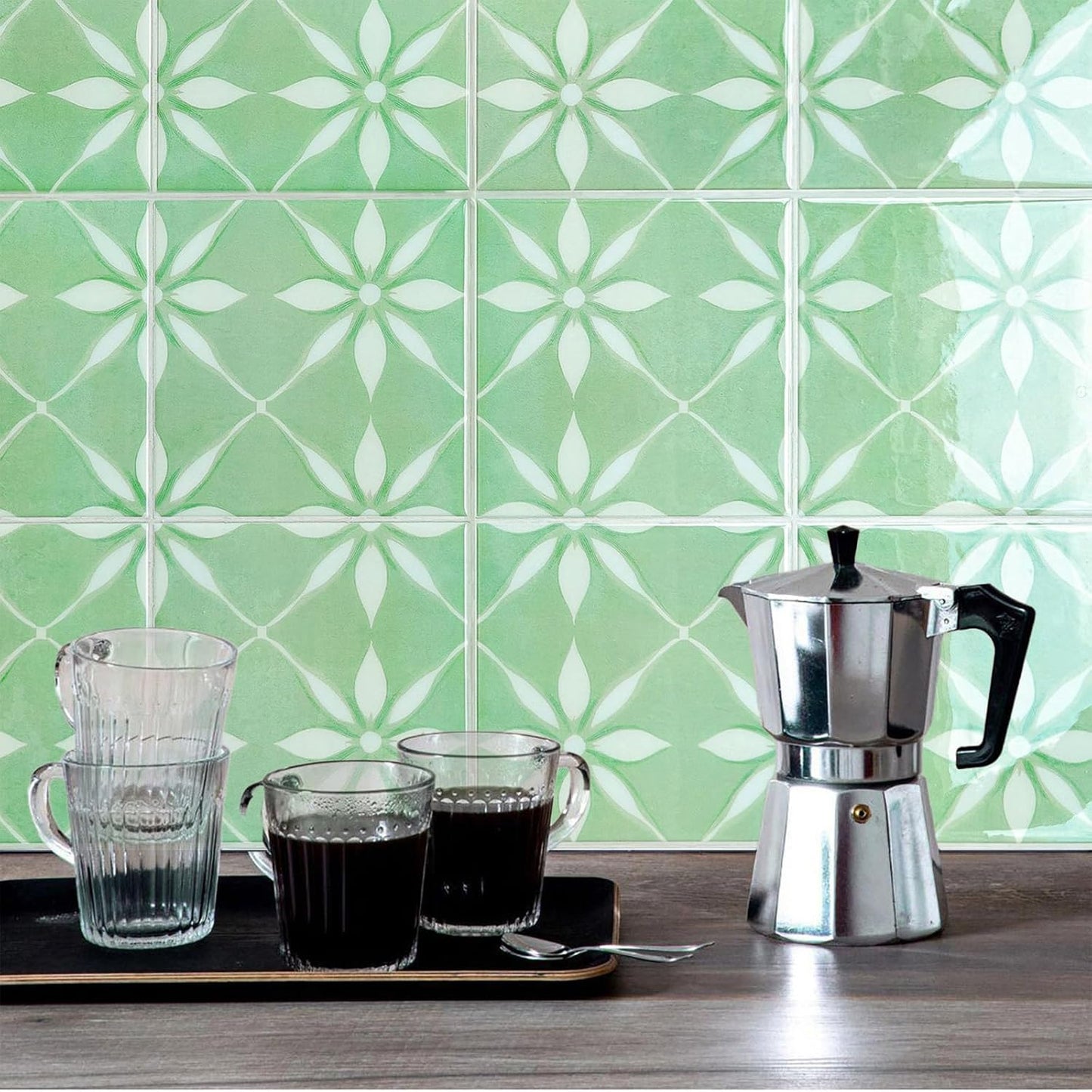 5 Sheets Peel and Stick Backsplash, Self Adhesive Wall Tiles, 3D Adhesive Tile Backsplash, 12"x12"Premium Self Adhesive Wall Tiles Peel and Stickfor Kitchen, Bathroom, RV(Spring Moss)