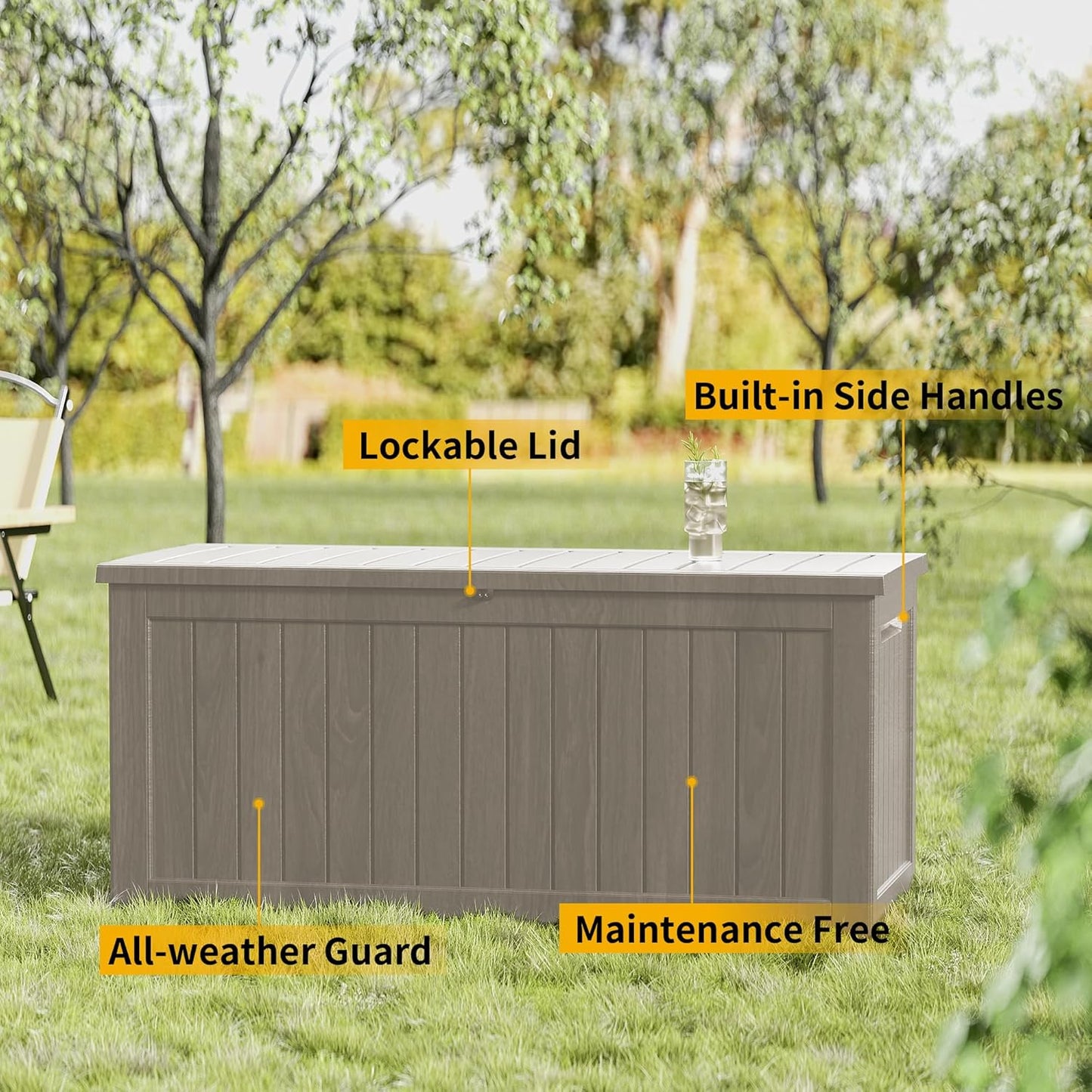 320 Gallon Outdoor Storage Box, Extra Large Waterproof Resin Deck Box with Lockable Lid Storage Bin for Patio Furniture Cushion, Garden Tools, Pool Accessories, UV-Resistant Outside, Black