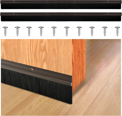 39 inch Door Sweep for Exterior Doors with 2 inch PP Soft Brush, Aluminum Dustproof Bottom of Door Weatherstrip (3)