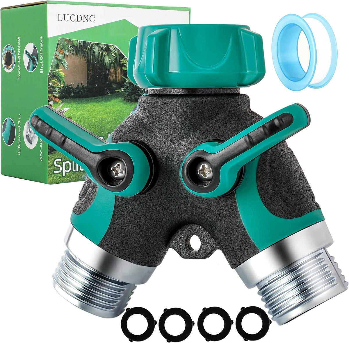 LUCDNC Garden Hose Splitter 2 Way 3/4 Inch Faucet Y Connector With Shut Off Valve,Garden Supplies Water Hose Splitter Adapter For Indoor Outdoor Faucets