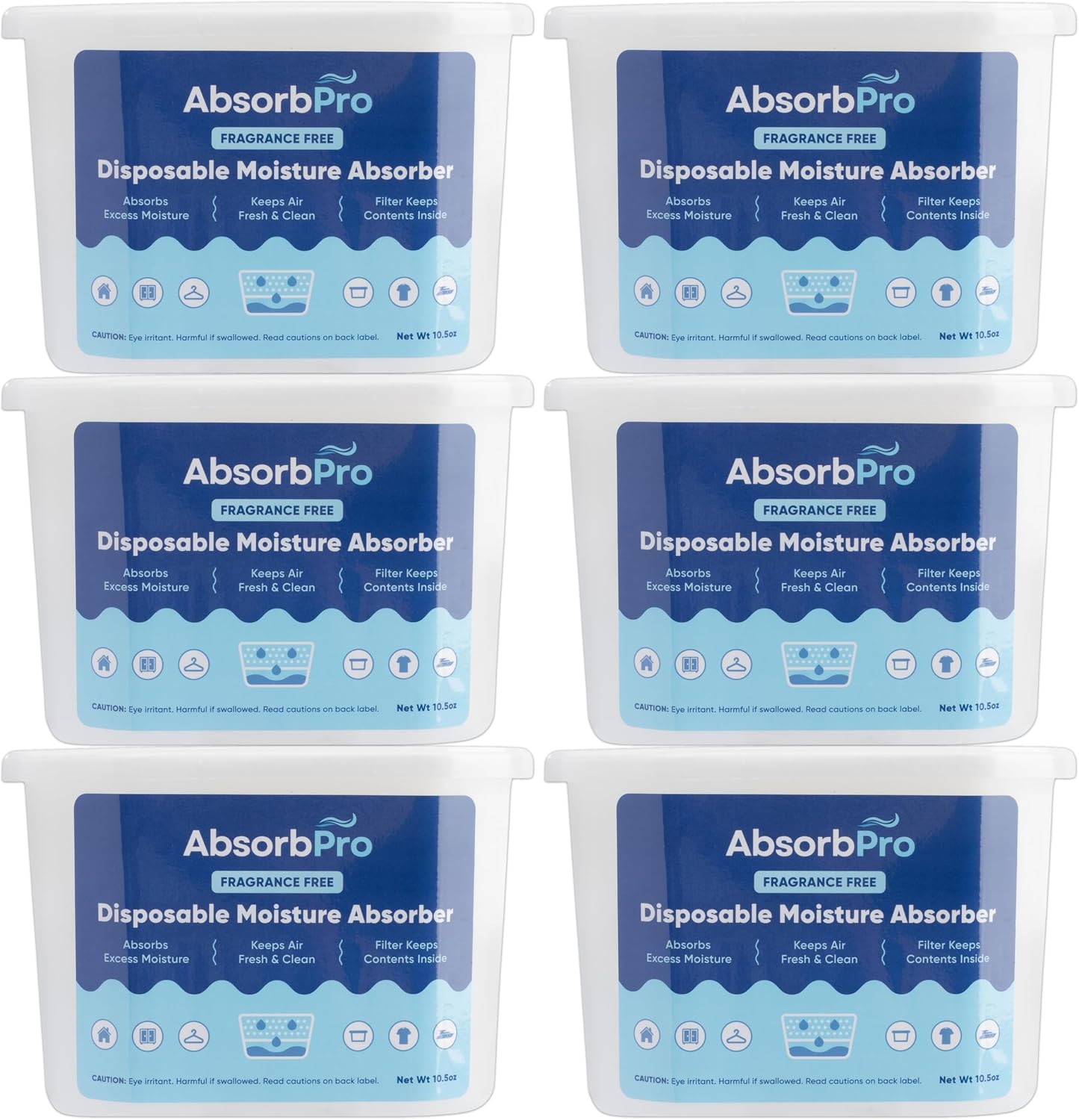 Absorb Pro - Moisture Absorber Tub with Activated Charcoal - 3-Pack - 18 oz Disposable Odor Eliminator Box & Dehumidifier for Garage, Home, Kitchen, Bedroom, Bathroom, Closet, Cars, and Boats