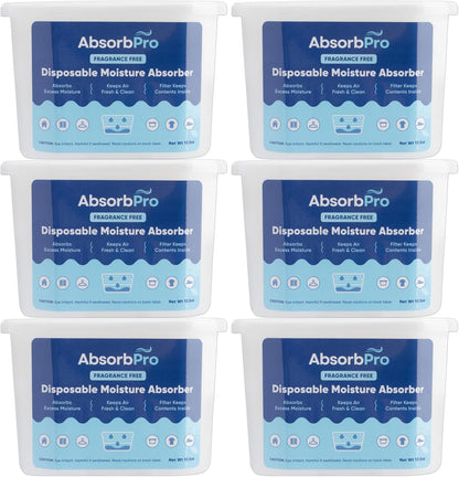 Absorb Pro - Moisture Absorber Tub with Activated Charcoal - 3-Pack - 18 oz Disposable Odor Eliminator Box & Dehumidifier for Garage, Home, Kitchen, Bedroom, Bathroom, Closet, Cars, and Boats