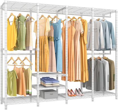 VIPEK V40 Heavy Duty Clothes Rack, 1110lbs Capacity Sturdy Metal Garment Rack, Clothing Rack with 6 Shelves & 4 Hang Rods, Adjustable Open Wardrobe Closet Organizer for Bedroom/Apartment/Retail, Black