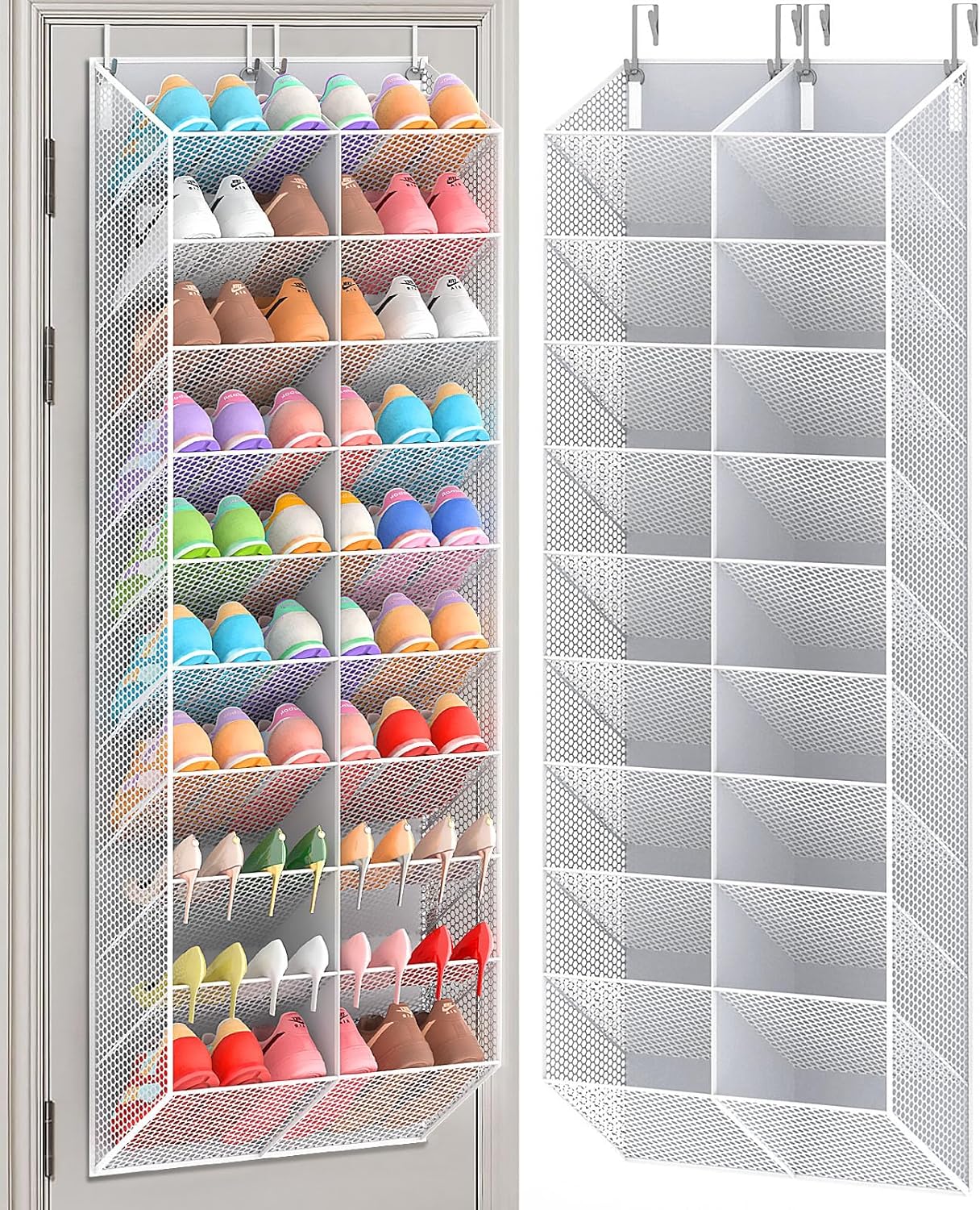 UVIAHOMI Over the Door Shoe Organizer for 20-30 Pairs, 10-Tier, Black