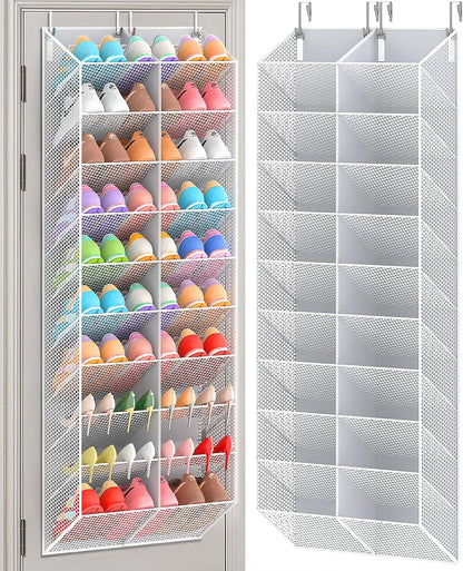 UVIAHOMI Over the Door Shoe Organizer for 20-30 Pairs, 10-Tier, Black