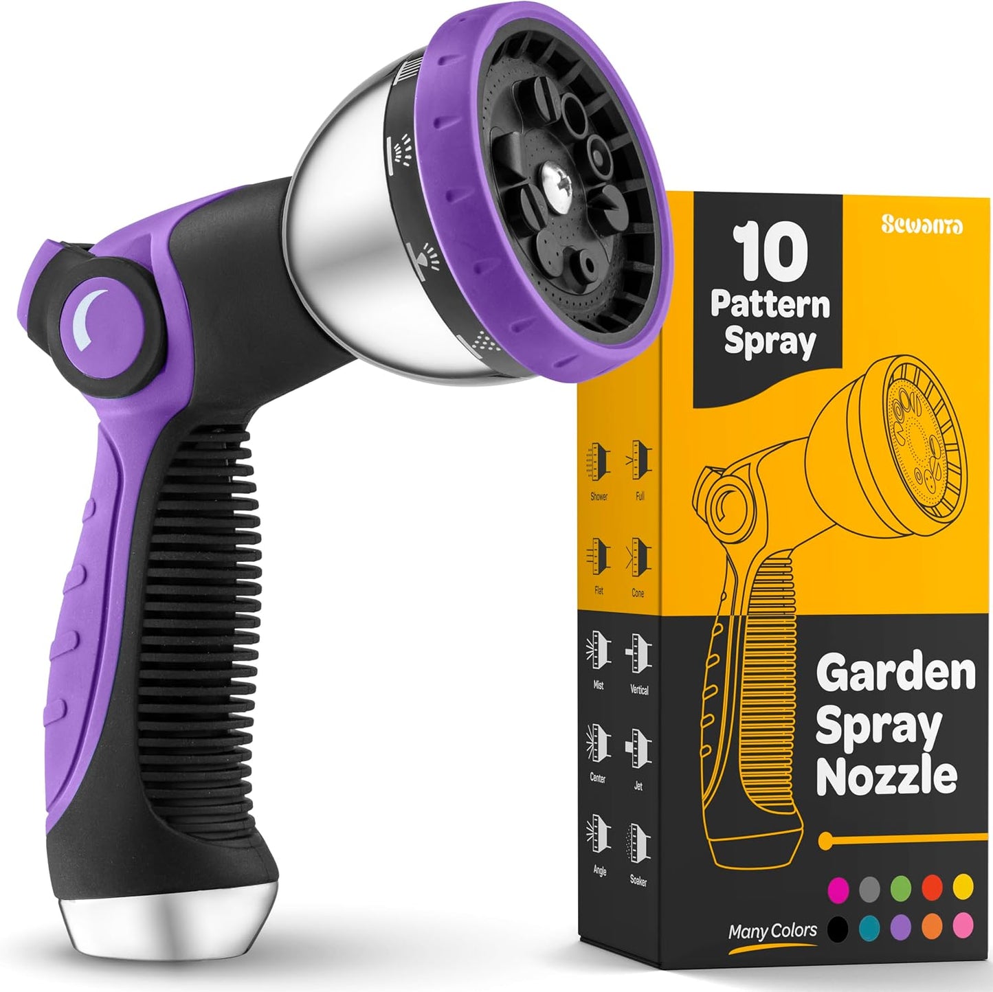 Hose Nozzle [Blue] Heavy Duty Hose Sprayer With 10 Adjustable Watering Patterns. Thumb Control Design, Comfortable Ergonomic Grip, Garden Hose Nozzle for Watering Plants & Lawns/Fun showers/Cleaning